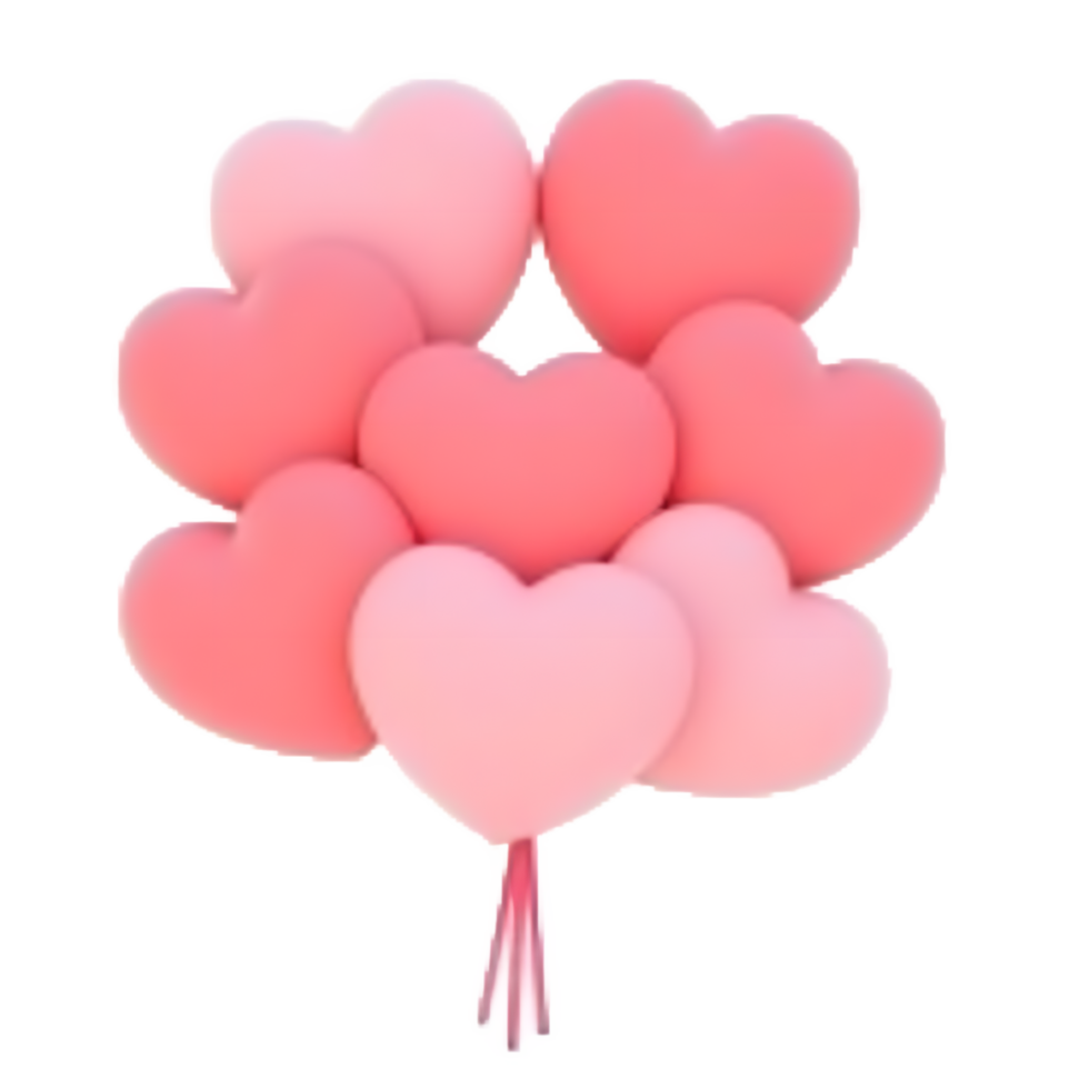 Pink Heart Balloons Bouquet Romantic Valentine's Day Decoration png