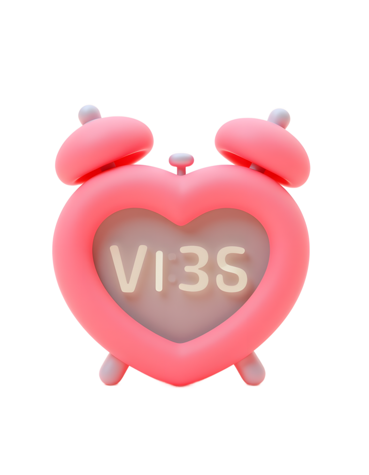Pink Heart Alarm Clock Showing 1135 Cute 3D Render png