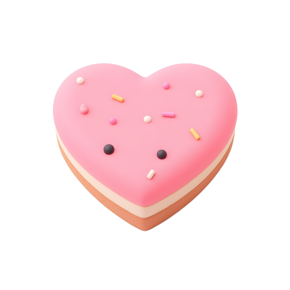Pink Heart-Shaped Cookie with Sprinkles Valentine Treat png