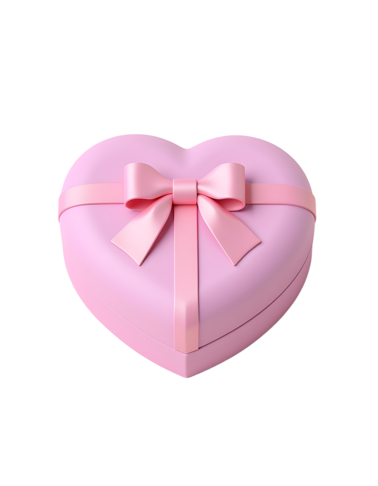 Pink Heart Gift Box with Bow Perfect Valentine's Day Present png