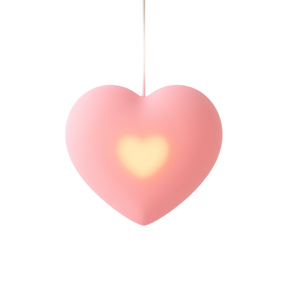 Pink Heart Shaped Hanging Lamp Romantic Night Light Decor png