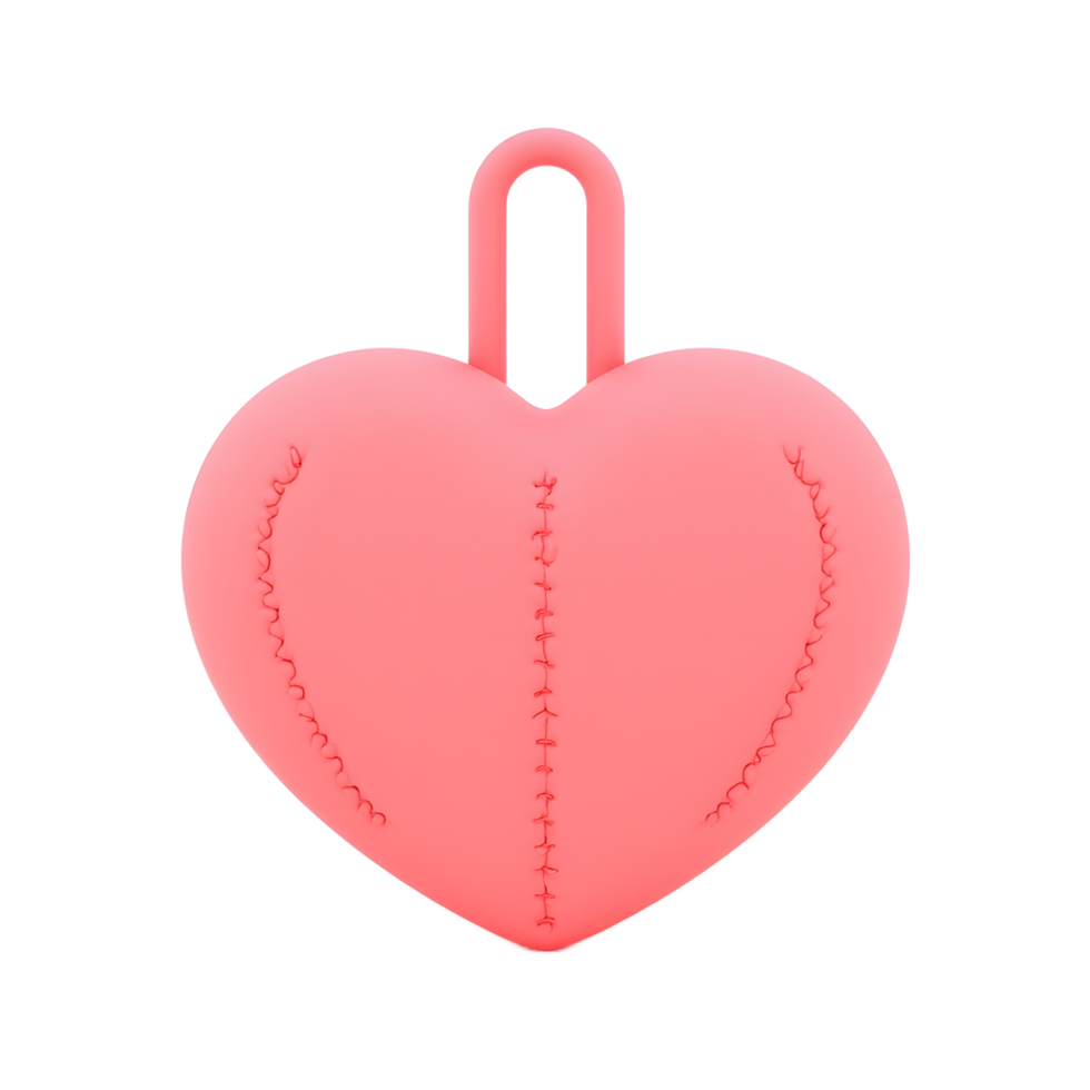 Pink Heart Shaped Charm with Loop for Crafts png
