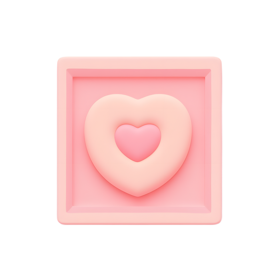 Pink Heart in Frame 3D Render Valentines Day png