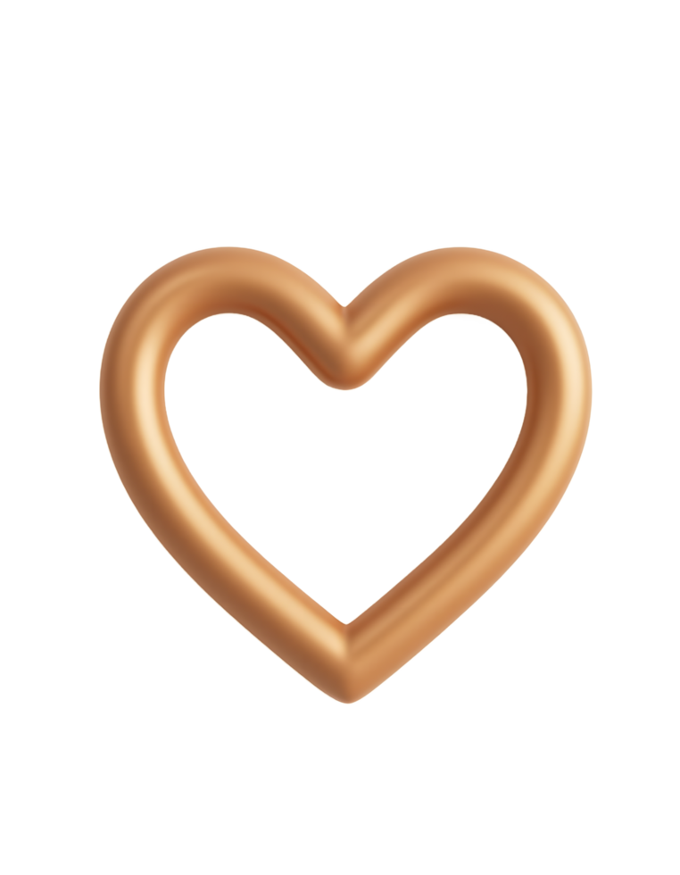 Gold Heart Shape Minimalist Design Image Perfect for Valentines png