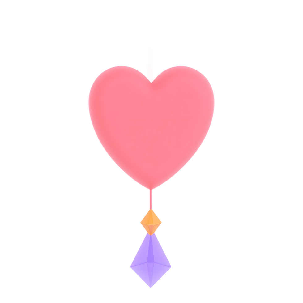 Pink Heart Decoration with Geometric Charms png