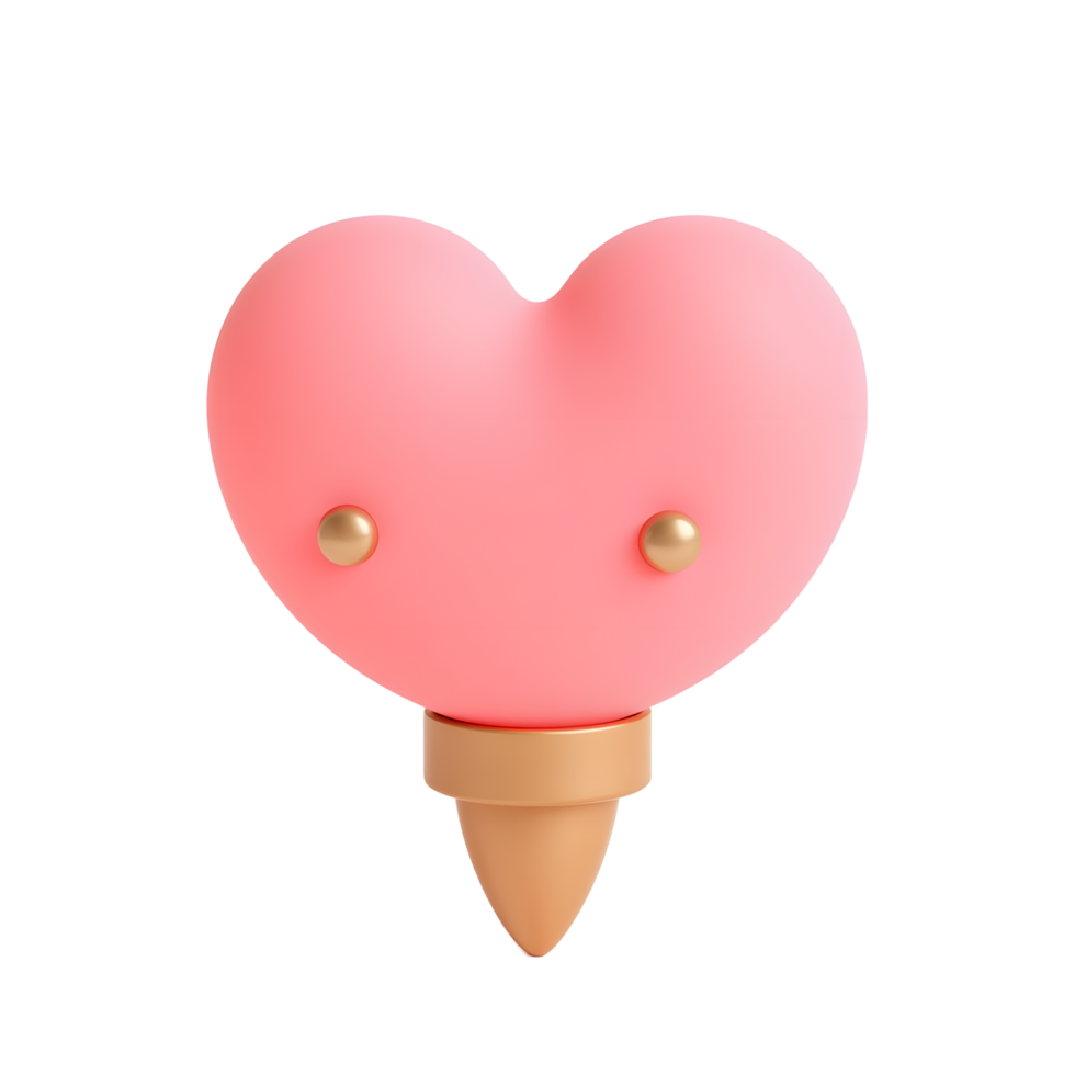 Pink Heart 3D Render Romantic Valentine Design png