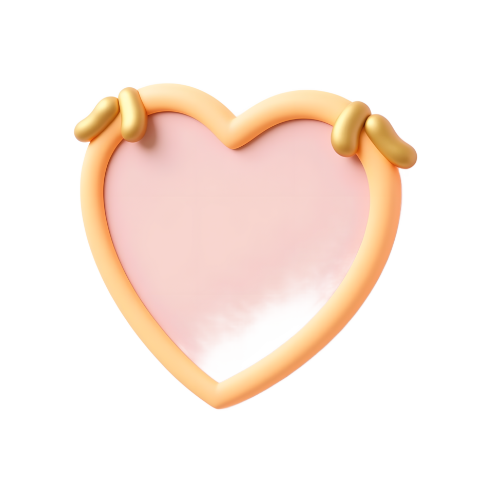 Cute Pink Heart Frame with Gold Accents for Valentine's Day png