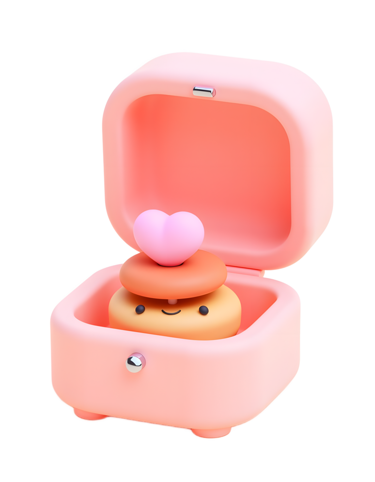 Cute 3D Render of Mochi in Pink Gift Box png