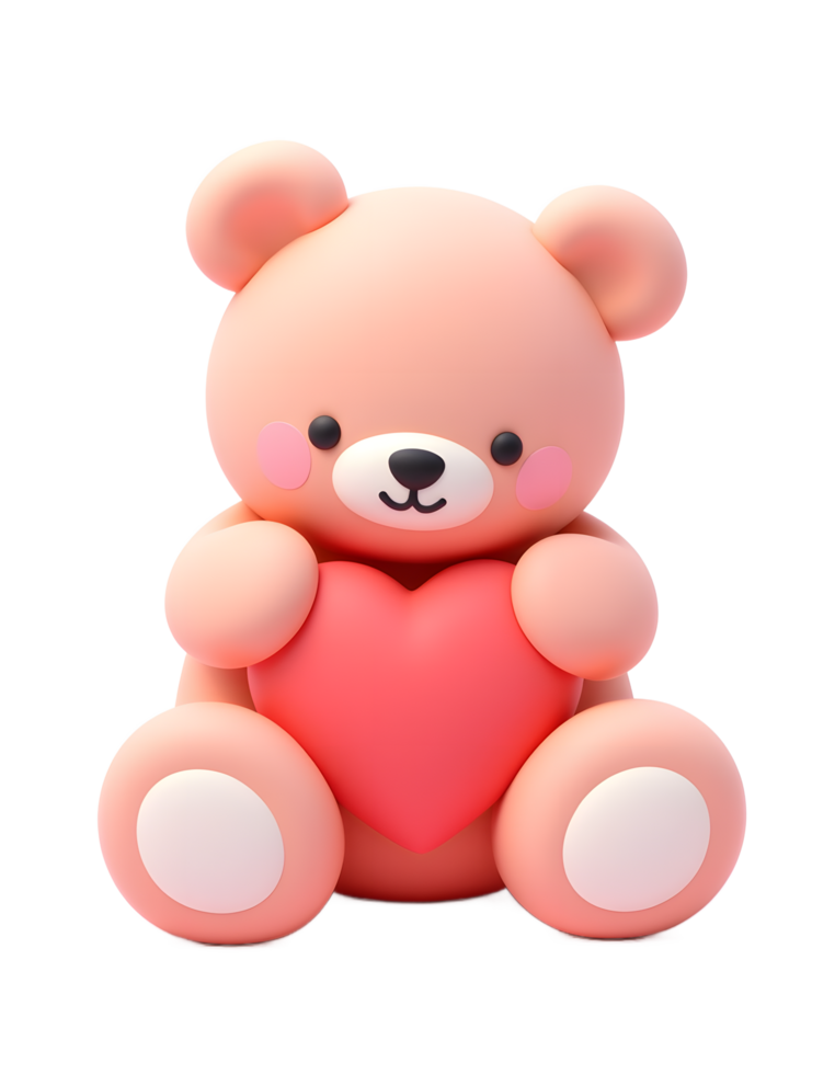 Adorable Pink Teddy Bear Holding Heart Valentine Gift png