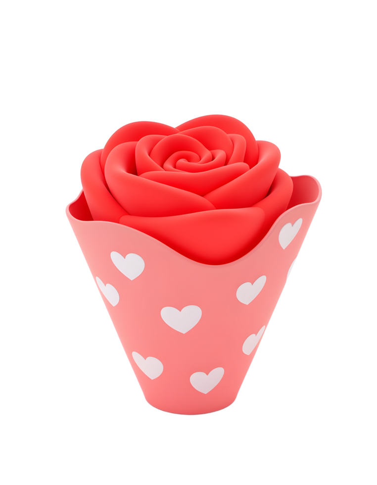 Adorable Red Rose in Heart-Shaped Container png
