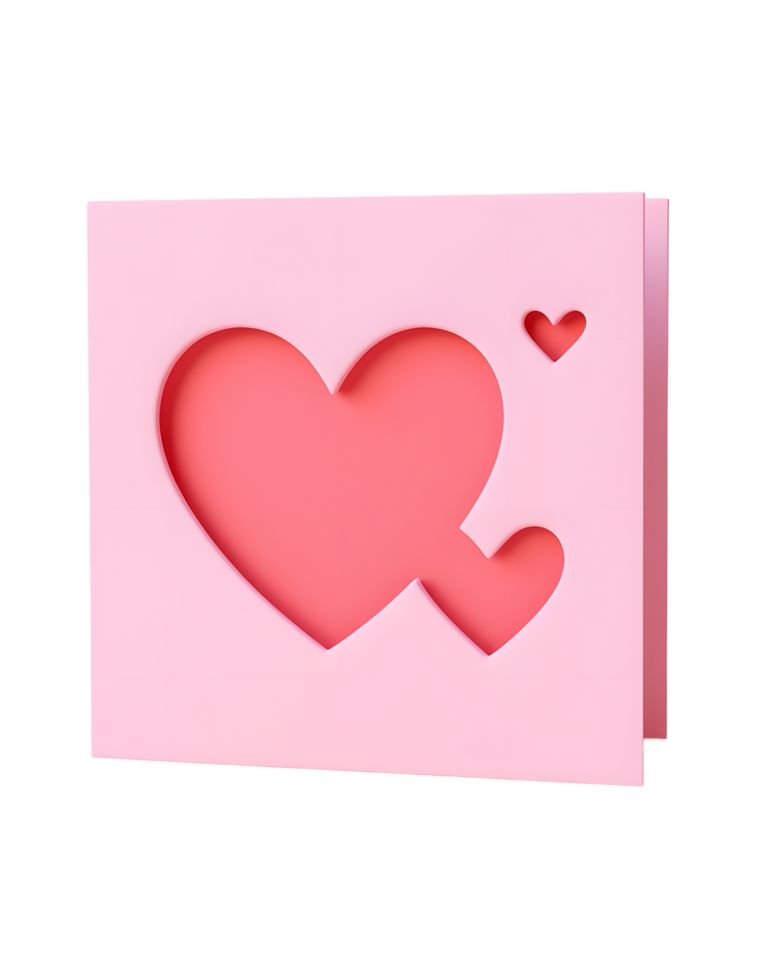 Lovely Pink Valentine Card with Cutout Hearts Design png