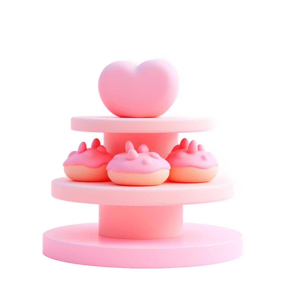 Adorable Pink Heart Cakes on a Stand png
