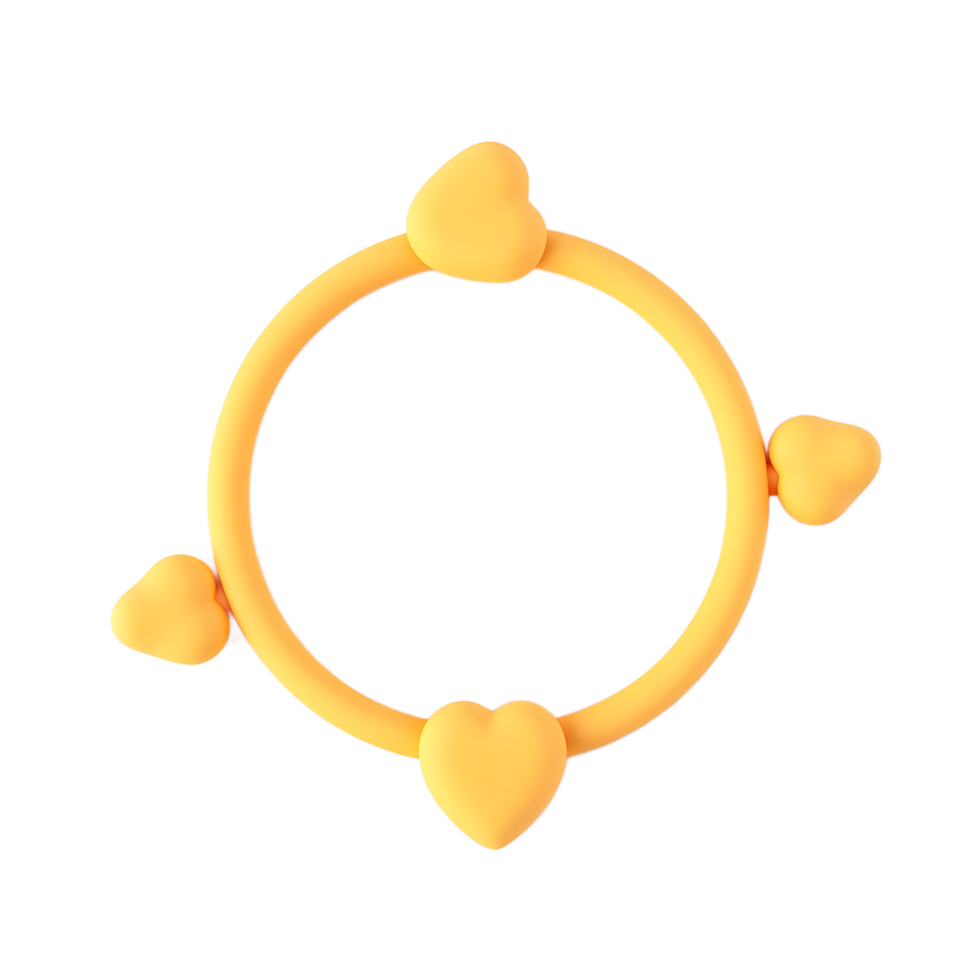 Cute Orange Heart Circle Frame for Valentines Day png