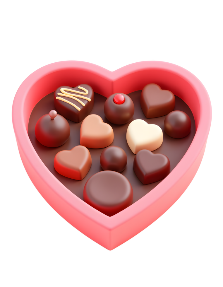 Delicious Assorted Chocolates in Heart Box Valentines Day Gift png