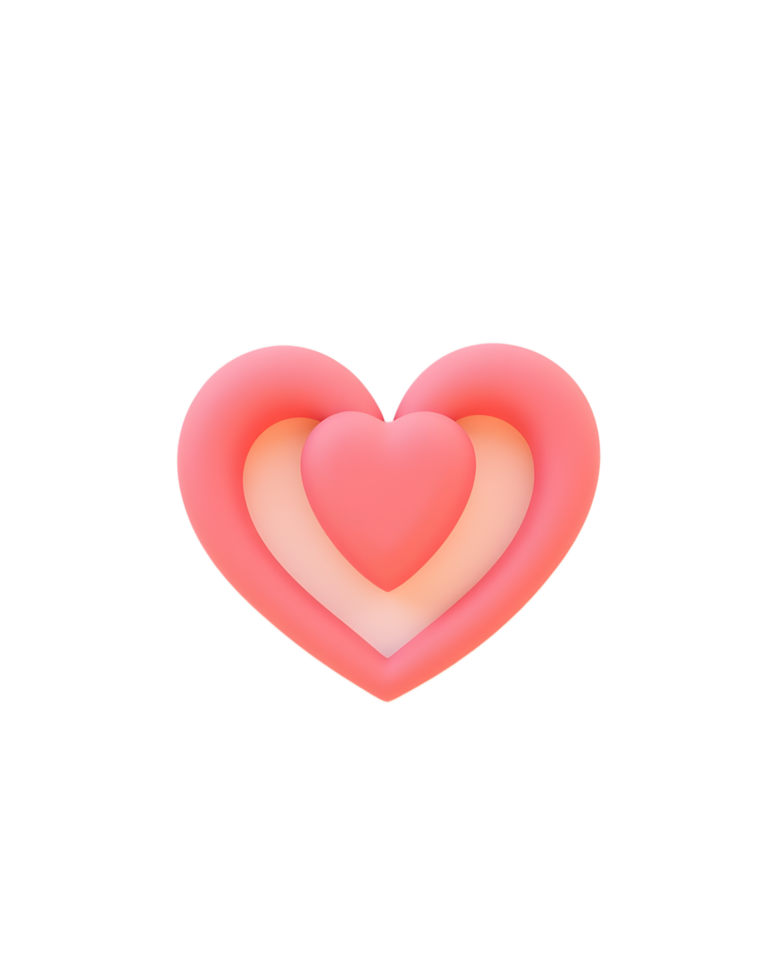Double Heart Symbol 3D Render Pastel Pink Love png