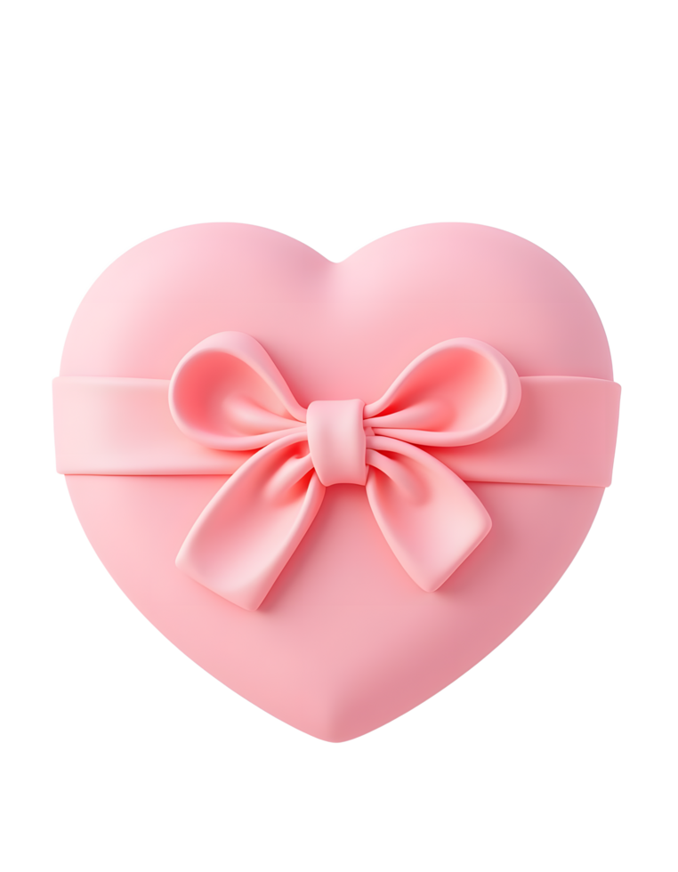 Pink Heart Gift Box with Bow Valentines Day Present png