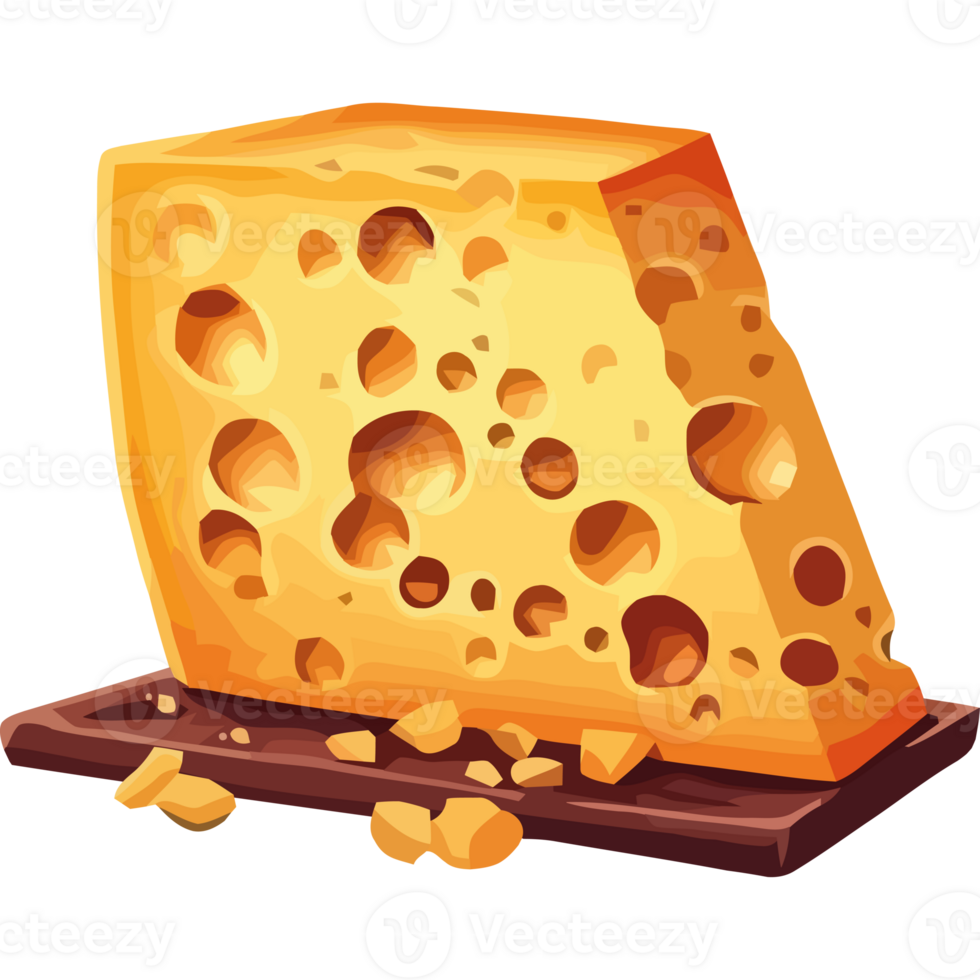 Cheese slice on a wooden board icon isolated png