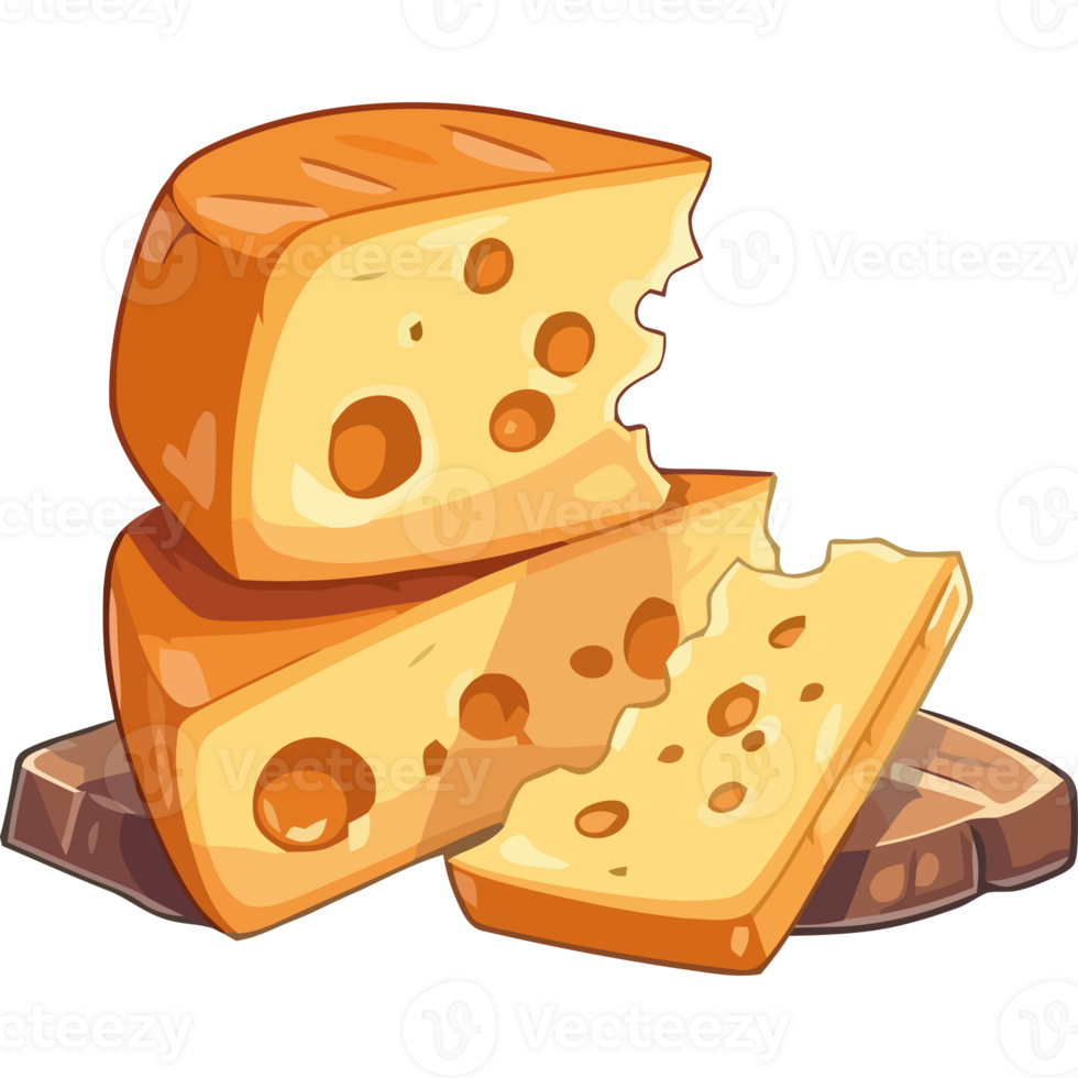 Cheese icon with slices on a wooden board icon isolated png