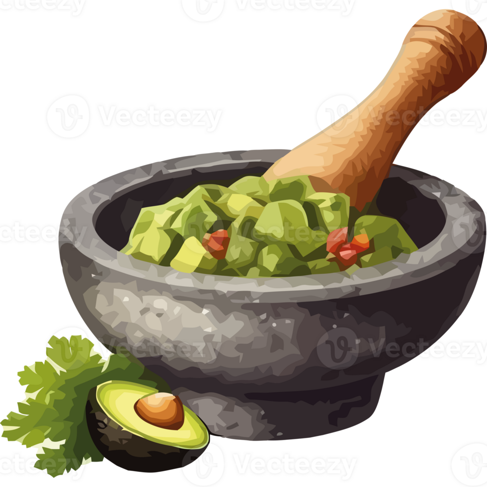 Fresh guacamole with cilantro and avocado icon isolated png