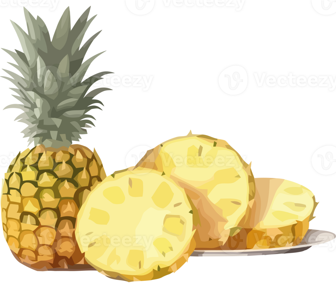 Juicy pineapple slice, fresh from tropical nature icon isolated png