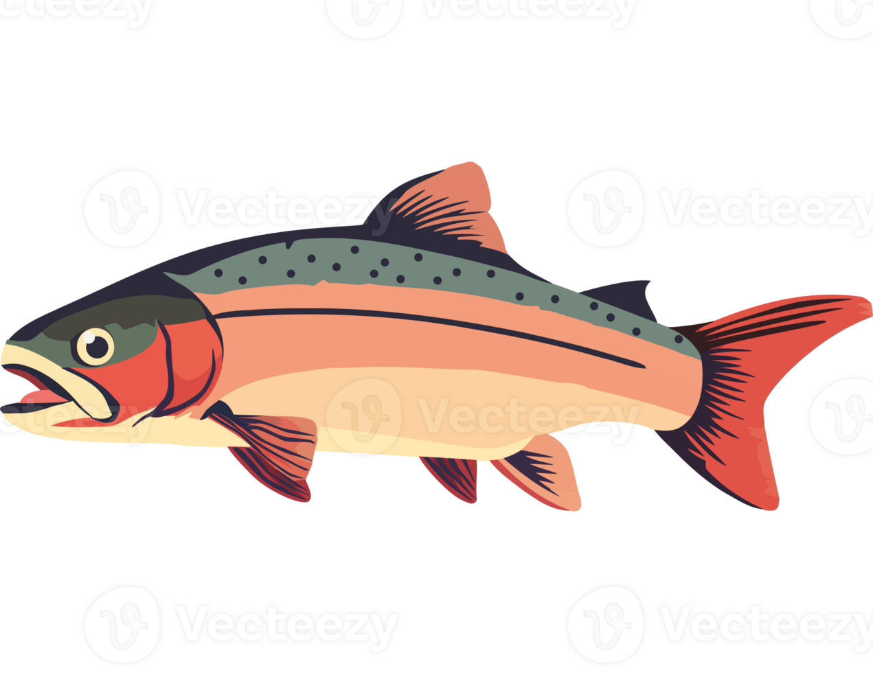 Cute fish swimming in freshwater pond sketch icon isolated png