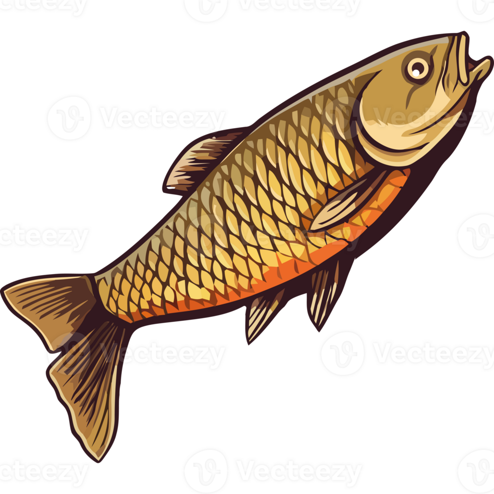 Fresh carp seafood icon design isolated png