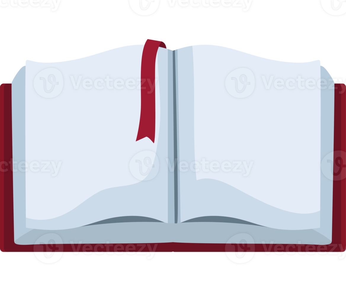 Open book with a red ribbon icon isolated png