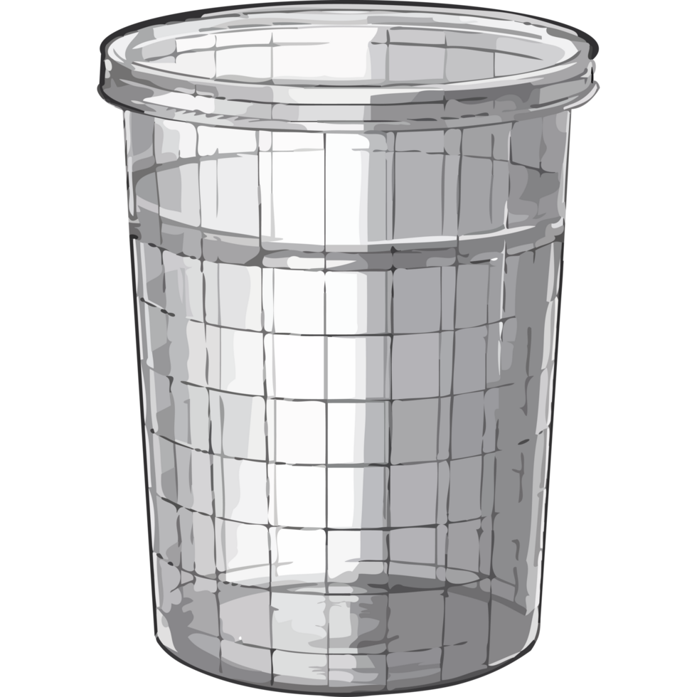 Transparent plastic basket, empty and clean design icon isolated png