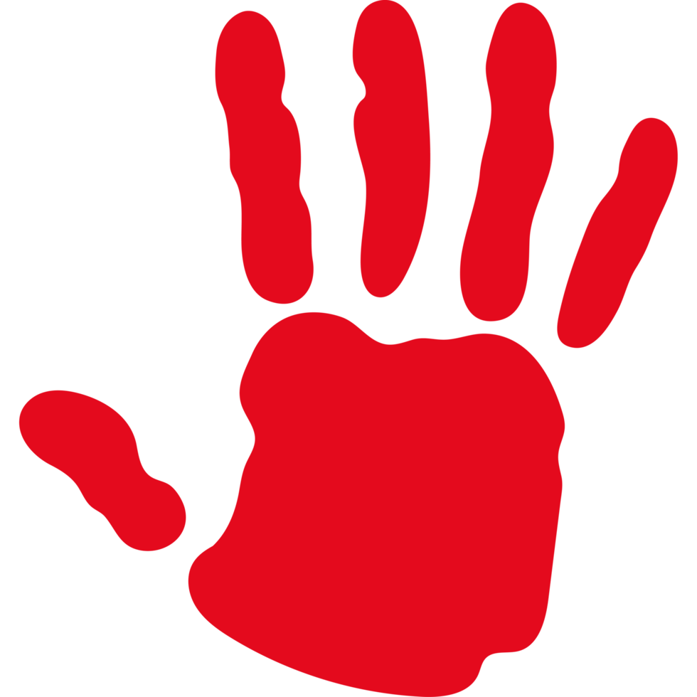 A red hand print isolated icon illustration png