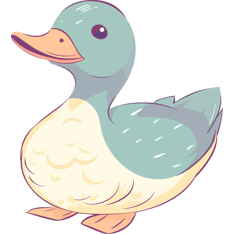 Cute duckling quacking on white background icon isolated png
