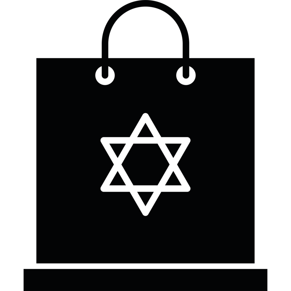 Shopping bag with star of david icon design png