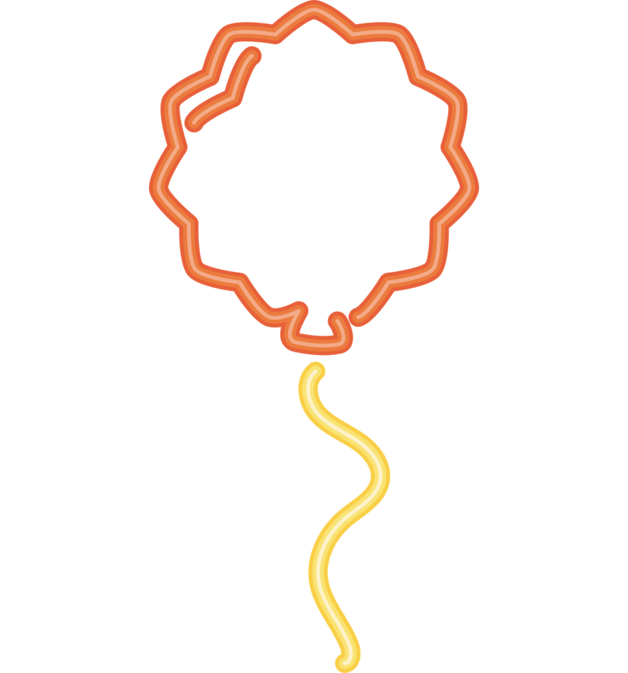 A neon balloon with a yellow ribbon png
