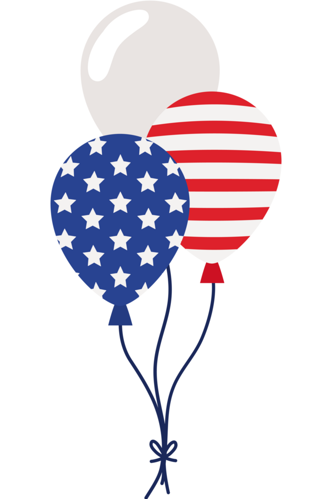 Balloons with an american flag icon isolated png