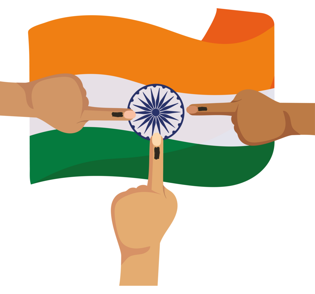 india general election hands and flag illustration png