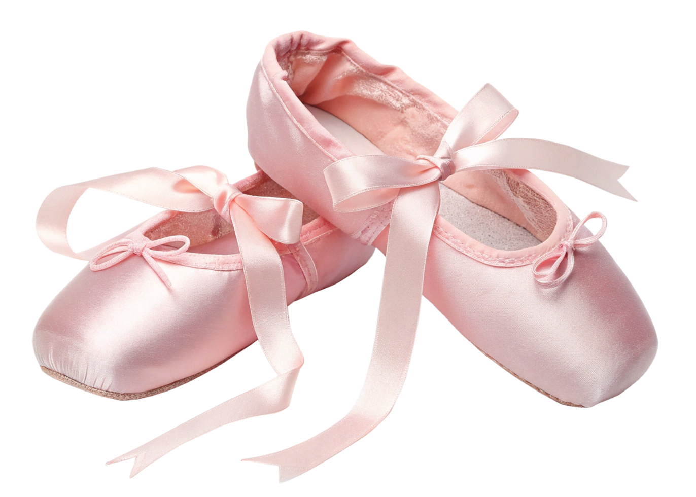 Pink Satin Ballet Slippers, Dance Shoes, Ribbon Ties, Pointe Shoes, Elegant Footwear png