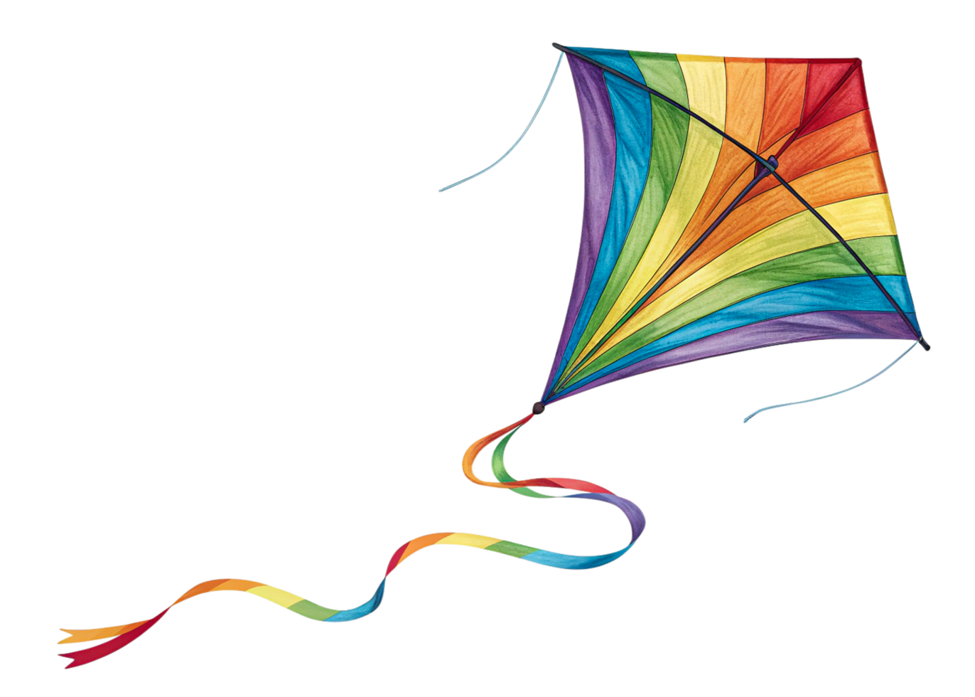 Rainbow Kite Soaring, Colorful Stripes, Windswept Flight, Abstract Art png