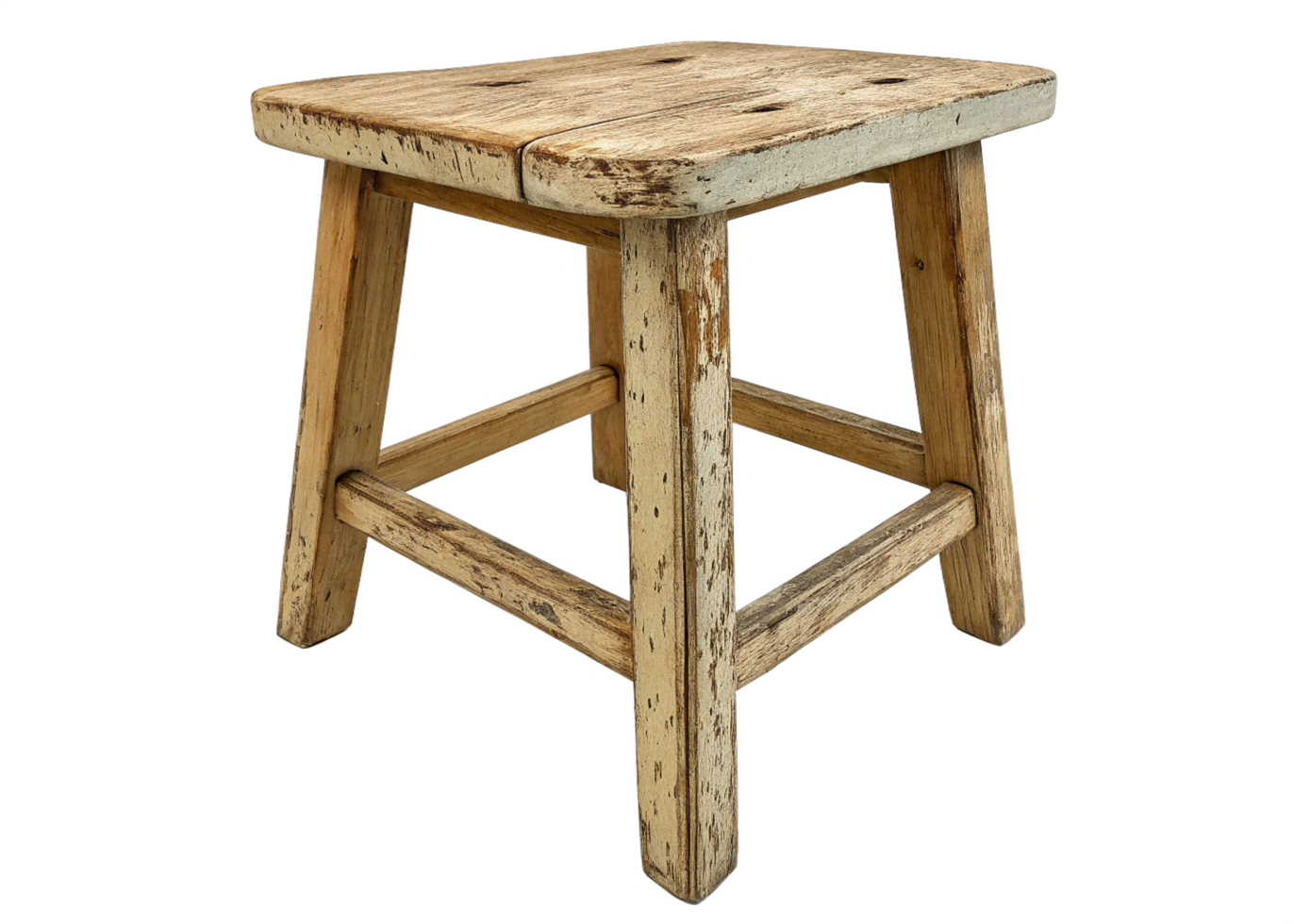Antique Wooden Stool, Rustic Farmhouse Decor, Vintage Seat png