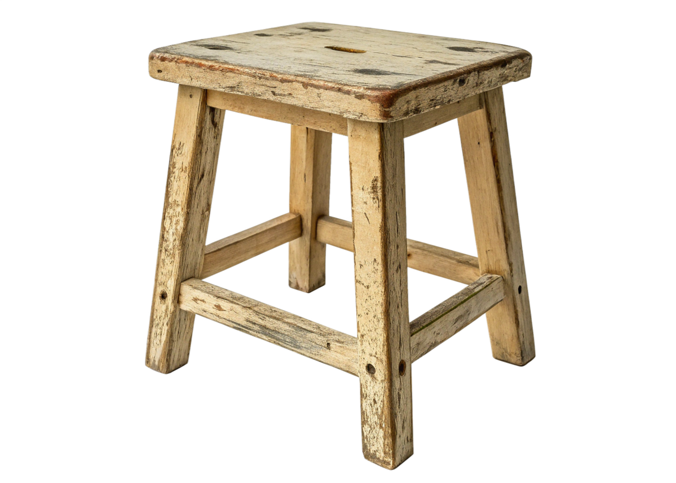 Rustic Wooden Stool Vintage, Weathered, LightColored, Simple Design, Farmhouse Style, Old, Small, Ho png