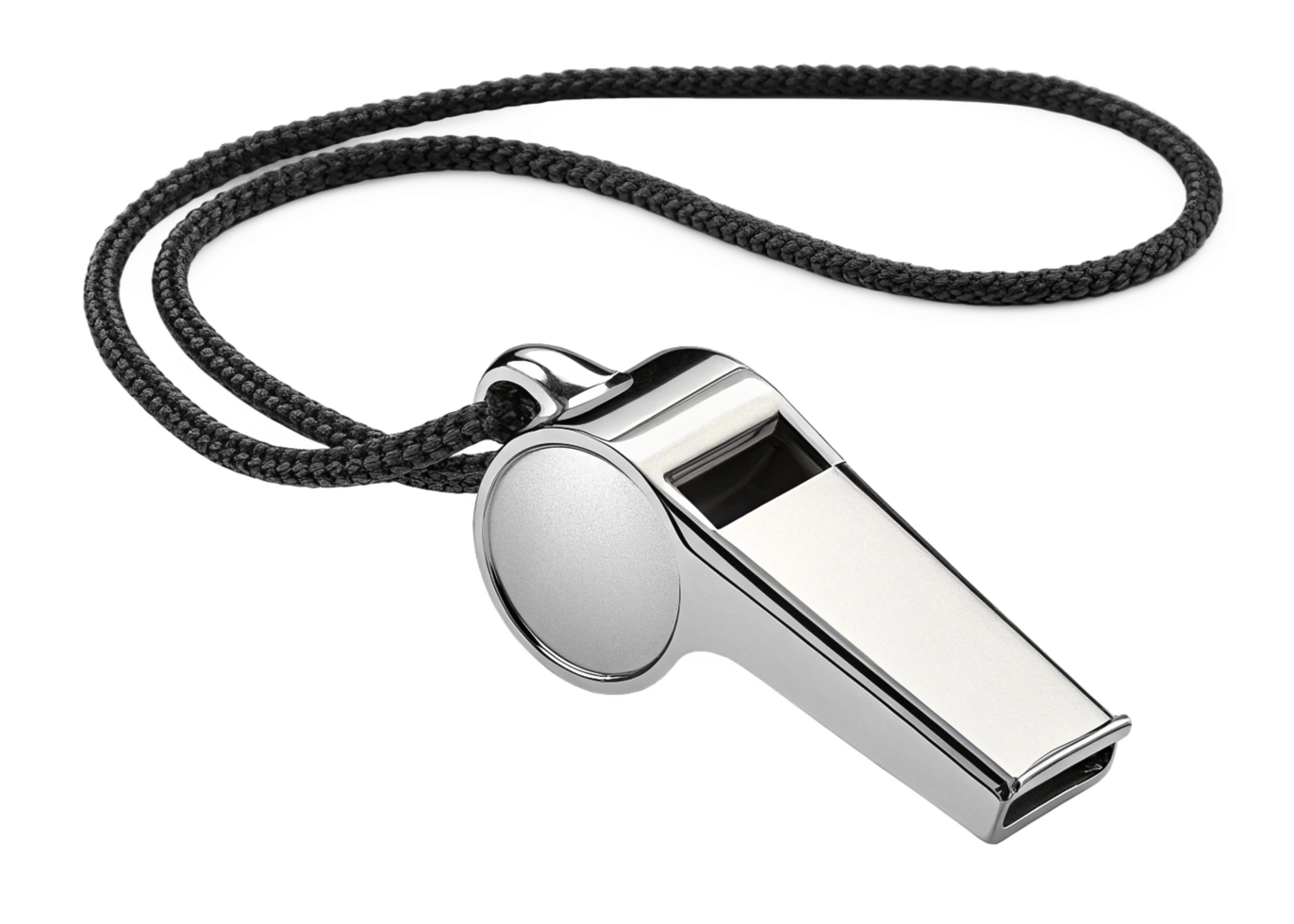 Silver Whistle with Black Cord Referee, Official, Sport, Signal png