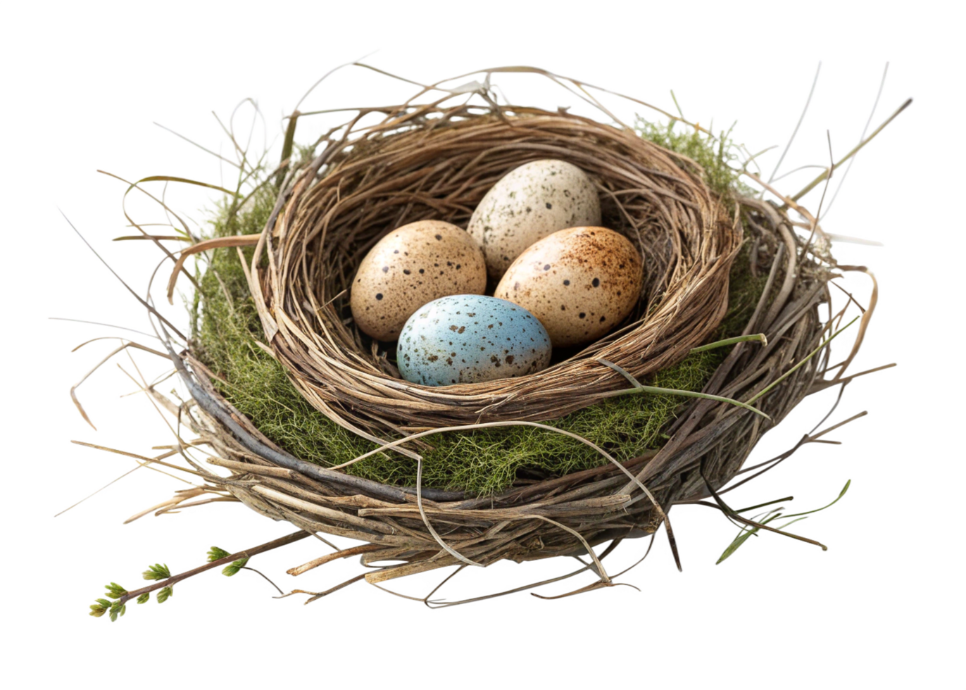 Birds Nest with Speckled Eggs, Natures Springtime Wonder png