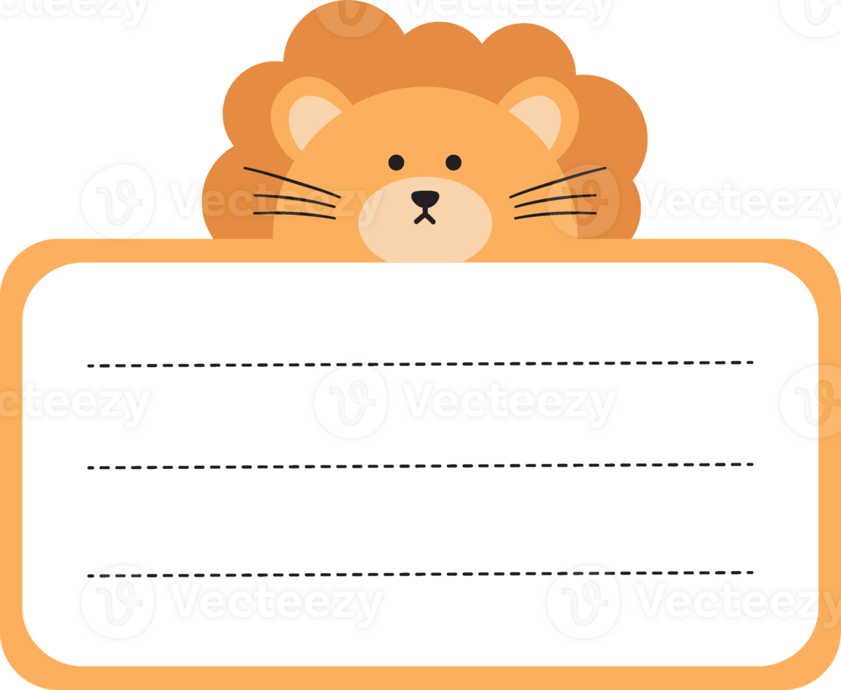 Cute Lion Label Name png