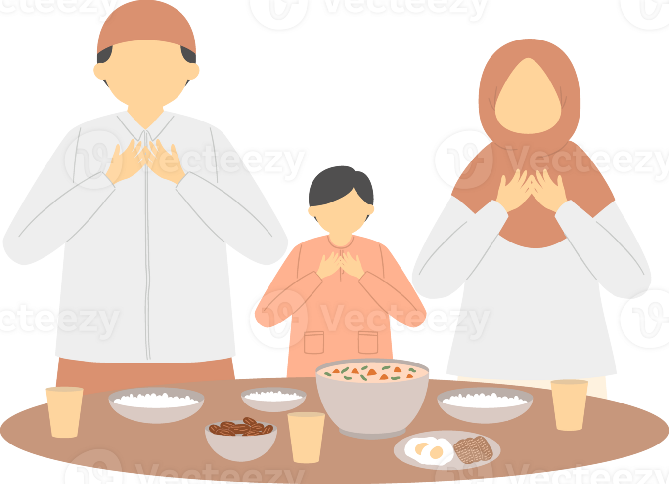 Illustration of doing family iftar png
