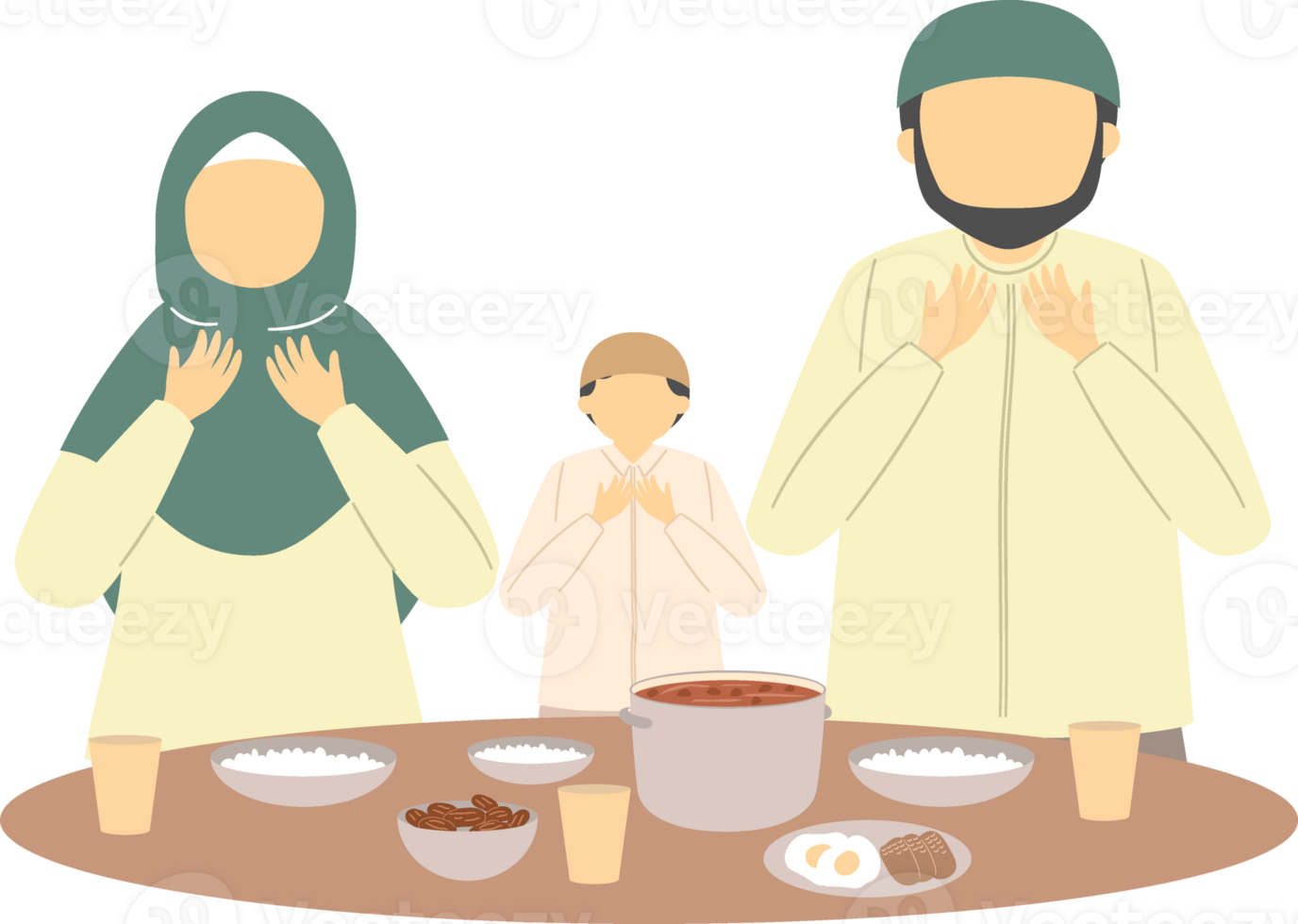 parent and boy iftar together png