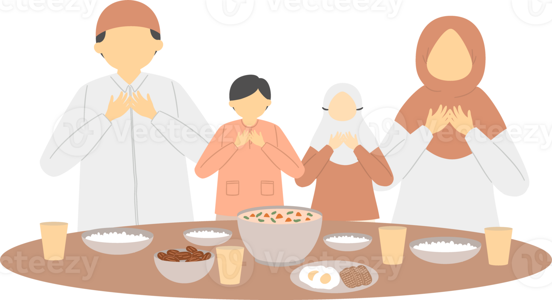 the family iftar together in ramadan png