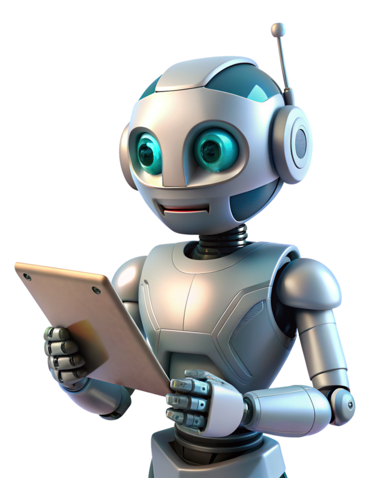 Robotic assistant operating a tablet for tasks png