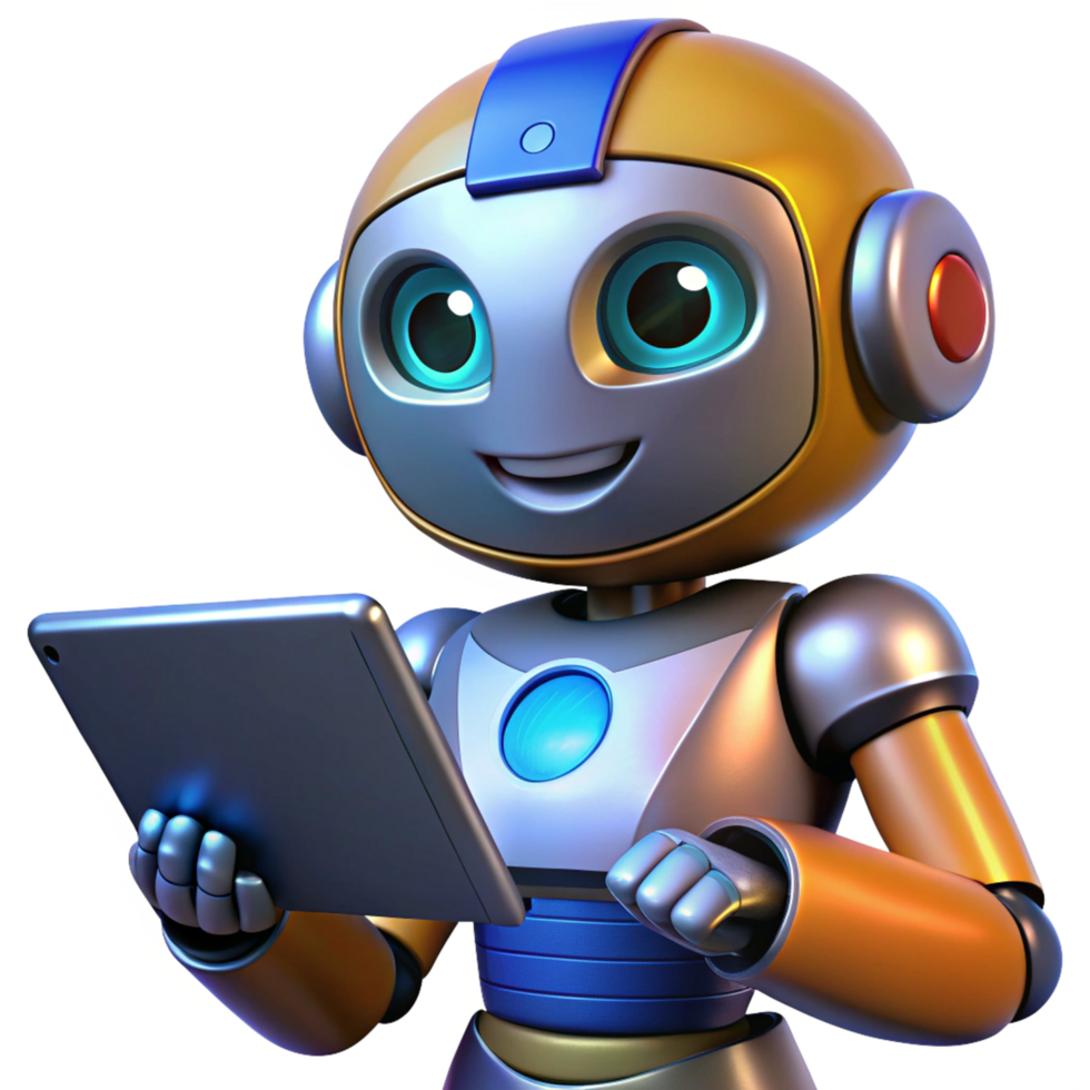 Advanced robot holding a tablet for tasks png