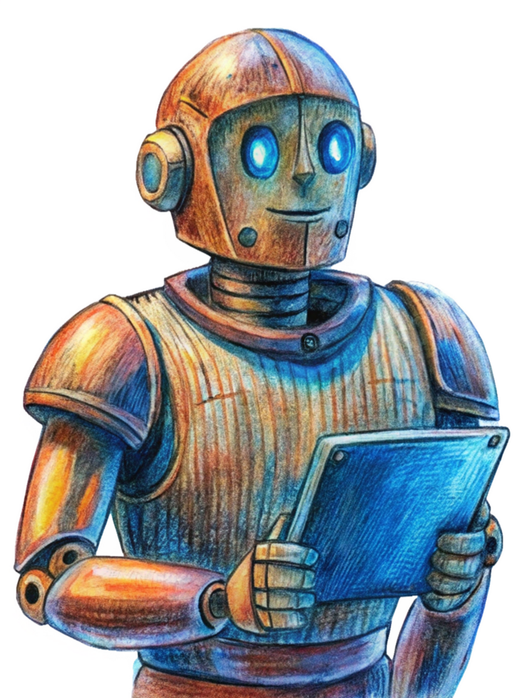 Robot efficiently working with a tablet screen png