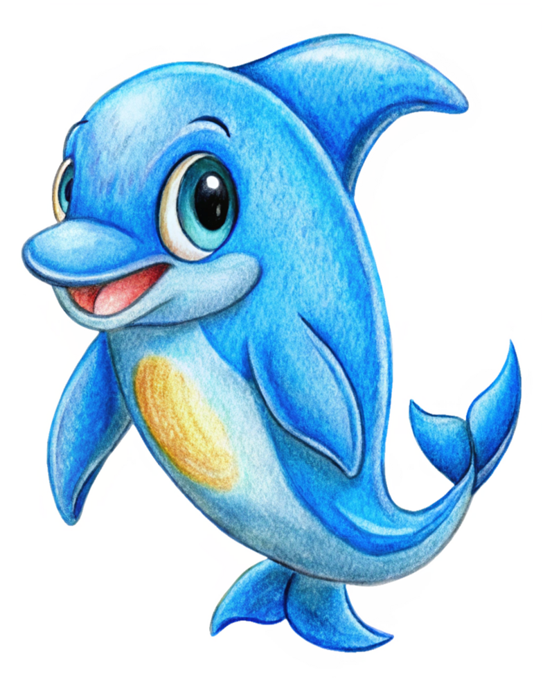 Excited blue dolphin diving and playing in the sea png