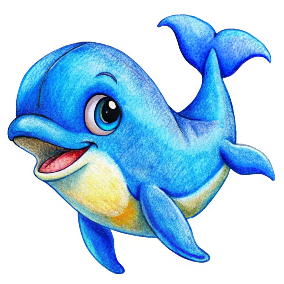 Playful blue dolphin with a bright, happy smile png