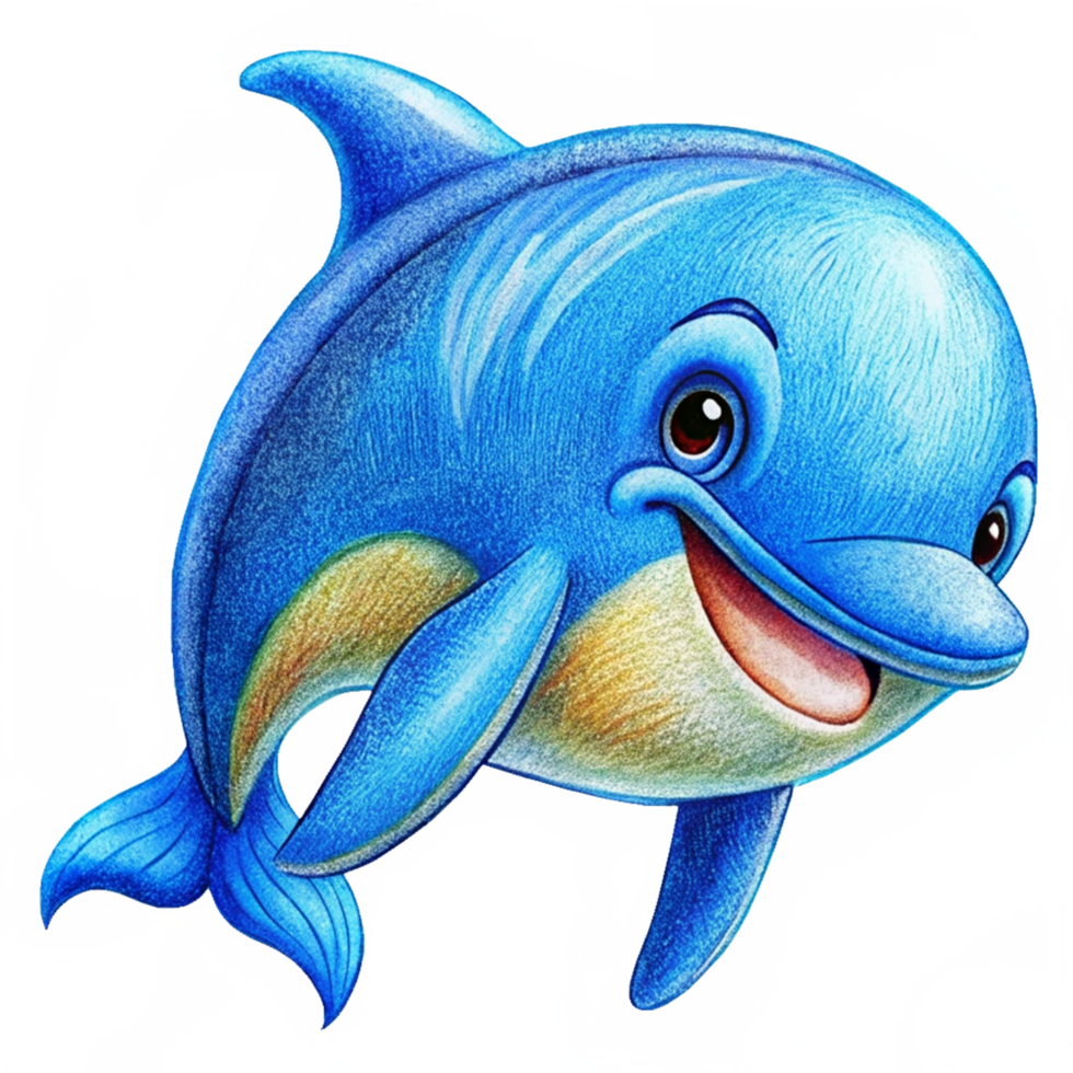 Fun-loving blue dolphin in a tropical ocean setting png